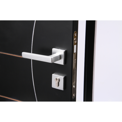 Maçaneta polina na porta preta